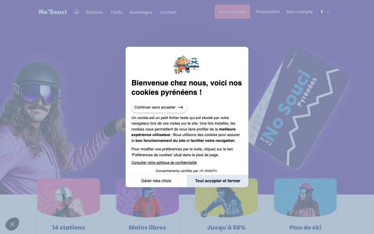 Page d’accueil du site de No Souci